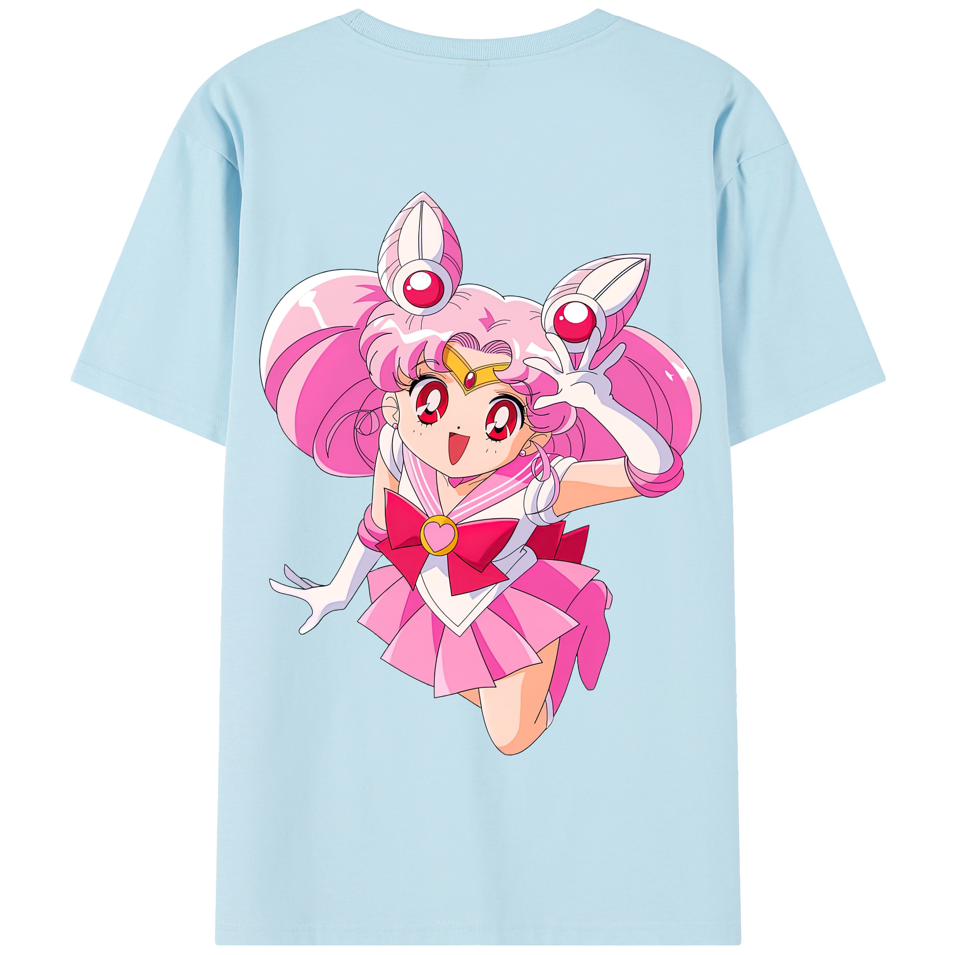 （画像用） 美少女戦士セーラームーン ちびうさ Sailor Moon Chibiusa Tsukino Usagi Small Lady Serenity 綿100％半袖Tシャツ（背面プリント）